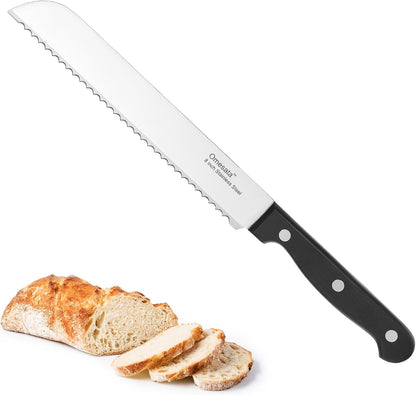Bread Knife, Serrated Bread Knives for Homemade Bread Sourdough | 8 inch Blade Razor Sharp, Wavy Edge from Professional Stainless Steel
