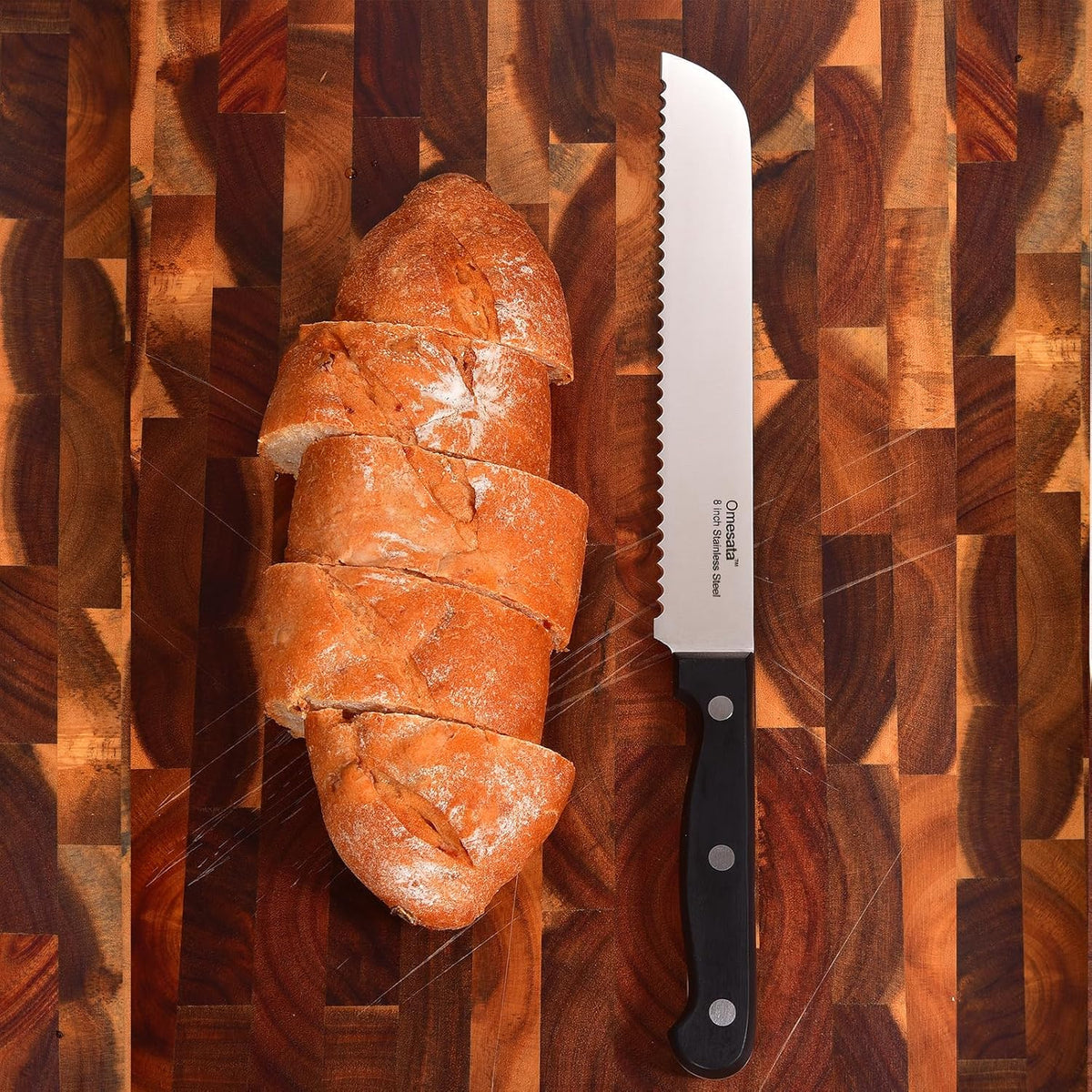 Bread Knife, Serrated Bread Knives for Homemade Bread Sourdough | 8 inch Blade Razor Sharp, Wavy Edge from Professional Stainless Steel