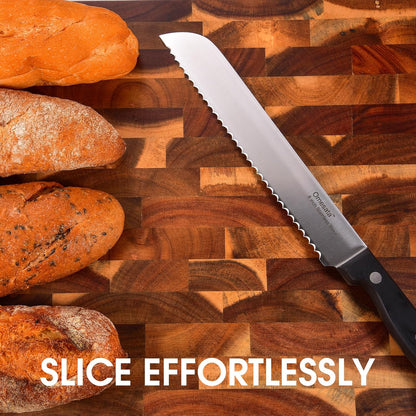 Bread Knife, Serrated Bread Knives for Homemade Bread Sourdough | 8 inch Blade Razor Sharp, Wavy Edge from Professional Stainless Steel