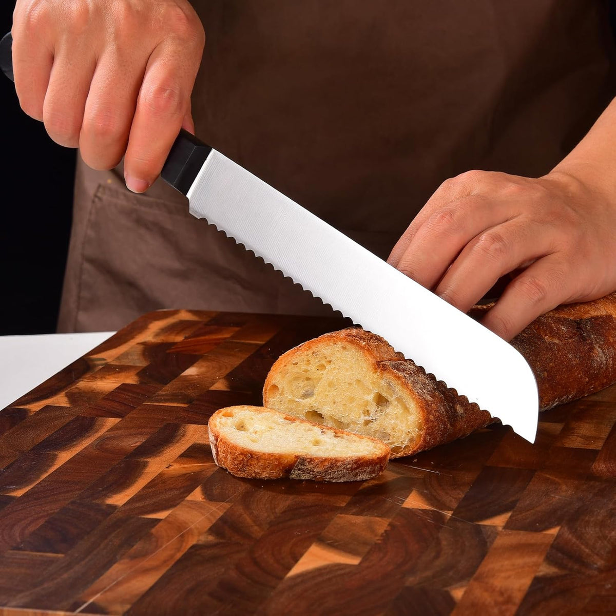 Bread Knife, Serrated Bread Knives for Homemade Bread Sourdough | 8 inch Blade Razor Sharp, Wavy Edge from Professional Stainless Steel