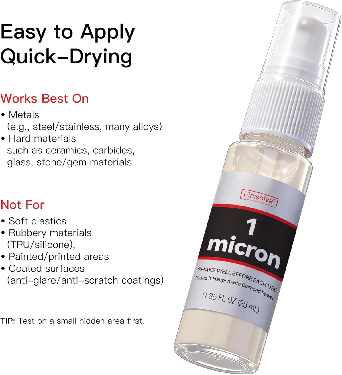 1 Micron Diamond Emulsion, Diamond Stropping Compound for Knife Sharpening | 0.85 Fl OZ/25 ML Suspension for Leather Strops, Wool Pads & Polishing Cloths; Polishes Tools, Metal, Glass, Ceramic & Stone