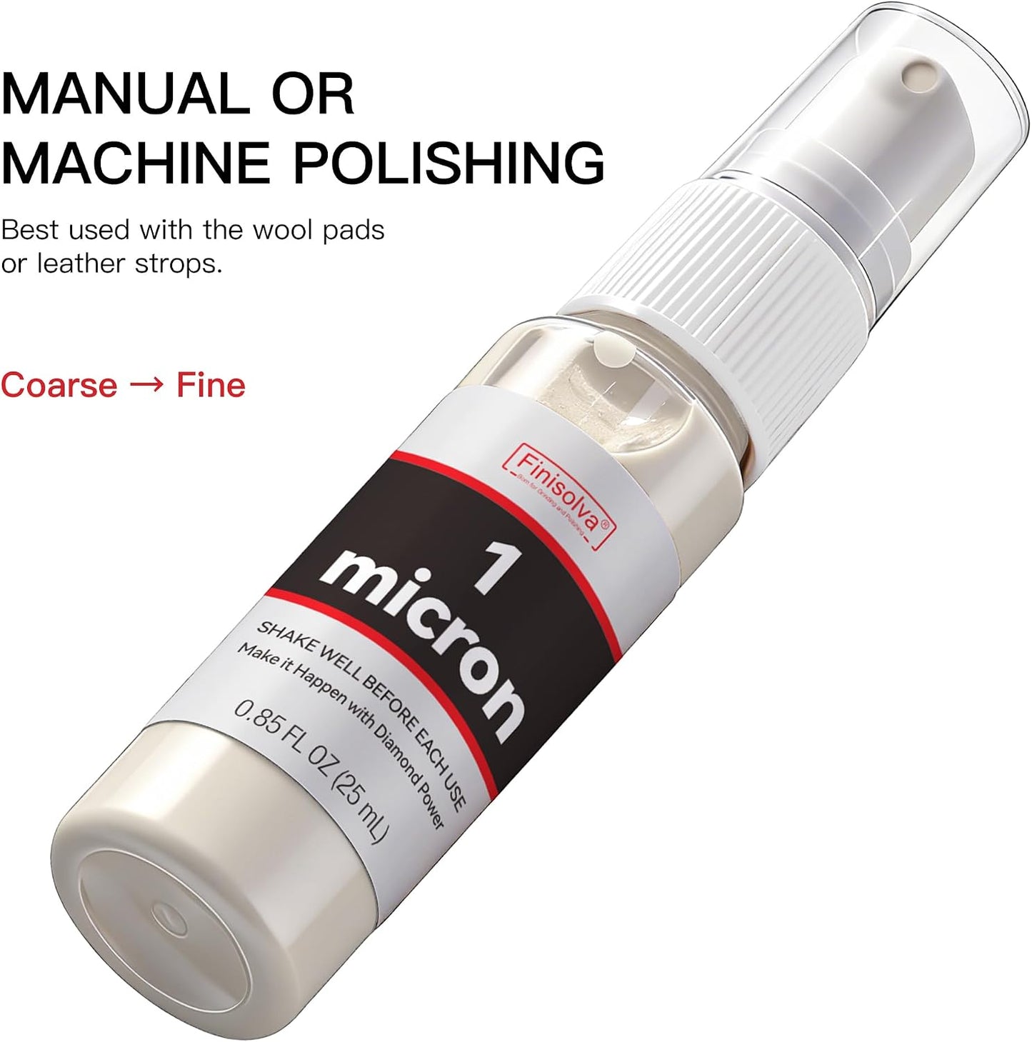 1 Micron Diamond Emulsion, Diamond Stropping Compound for Knife Sharpening | 0.85 Fl OZ/25 ML Suspension for Leather Strops, Wool Pads & Polishing Cloths; Polishes Tools, Metal, Glass, Ceramic & Stone
