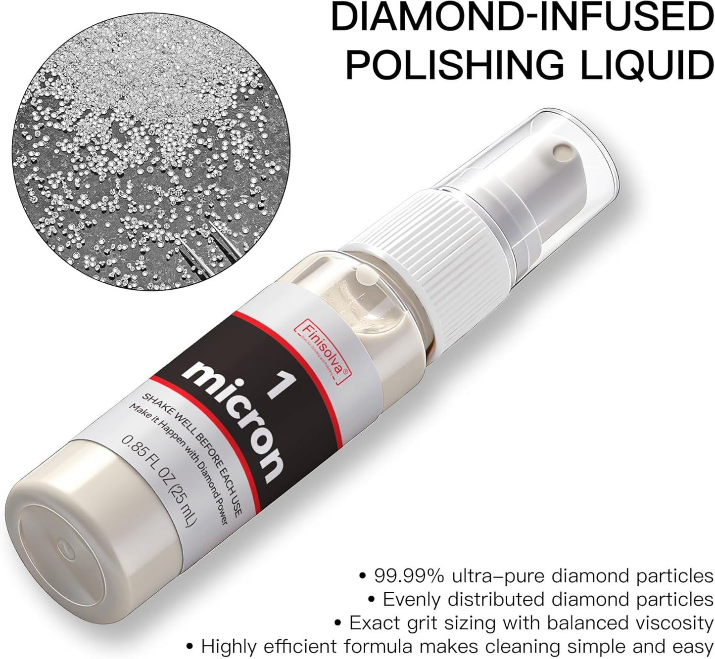 1 Micron Diamond Emulsion, Diamond Stropping Compound for Knife Sharpening | 0.85 Fl OZ/25 ML Suspension for Leather Strops, Wool Pads & Polishing Cloths; Polishes Tools, Metal, Glass, Ceramic & Stone