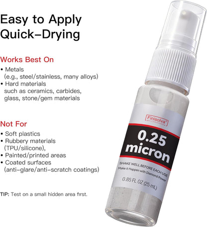 1 Micron Diamond Emulsion, Diamond Stropping Compound for Knife Sharpening | 0.85 Fl OZ/25 ML Suspension for Leather Strops, Wool Pads & Polishing Cloths; Polishes Tools, Metal, Glass, Ceramic & Stone