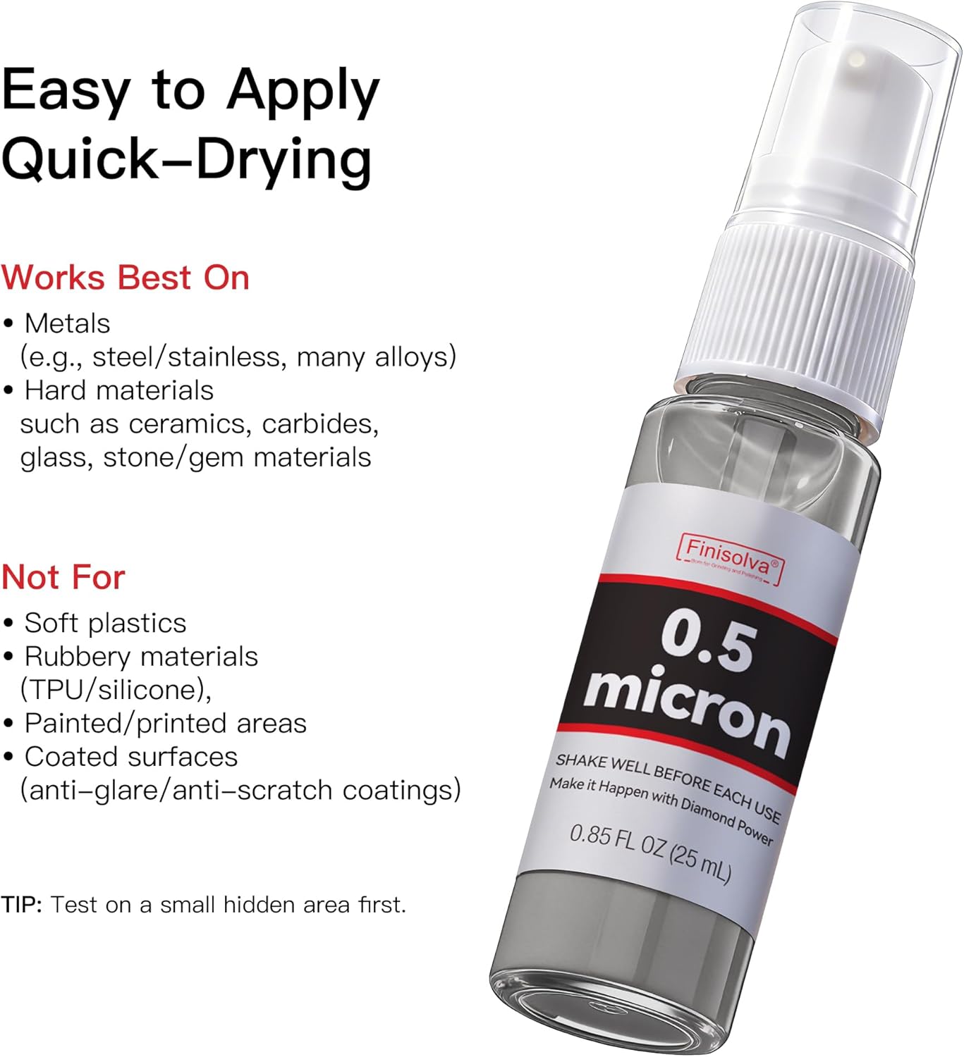 1 Micron Diamond Emulsion, Diamond Stropping Compound for Knife Sharpening | 0.85 Fl OZ/25 ML Suspension for Leather Strops, Wool Pads & Polishing Cloths; Polishes Tools, Metal, Glass, Ceramic & Stone
