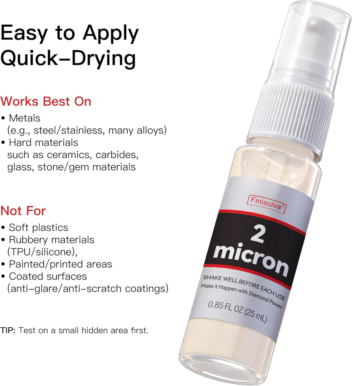 1 Micron Diamond Emulsion, Diamond Stropping Compound for Knife Sharpening | 0.85 Fl OZ/25 ML Suspension for Leather Strops, Wool Pads & Polishing Cloths; Polishes Tools, Metal, Glass, Ceramic & Stone