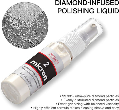 1 Micron Diamond Emulsion, Diamond Stropping Compound for Knife Sharpening | 0.85 Fl OZ/25 ML Suspension for Leather Strops, Wool Pads & Polishing Cloths; Polishes Tools, Metal, Glass, Ceramic & Stone
