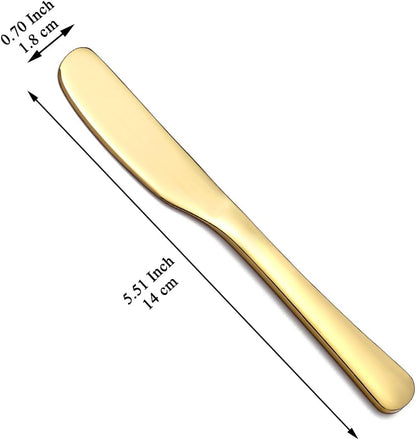 Butter Knife Spreader 4 Pcs, Stainless Steel Butter Knives With Titanium Gold, Colorful, Rose Gold, Restaurant-Grade, Smooth Rounded Edge for Butter, Cream Cheese, Appetizers, Jam & Spreads