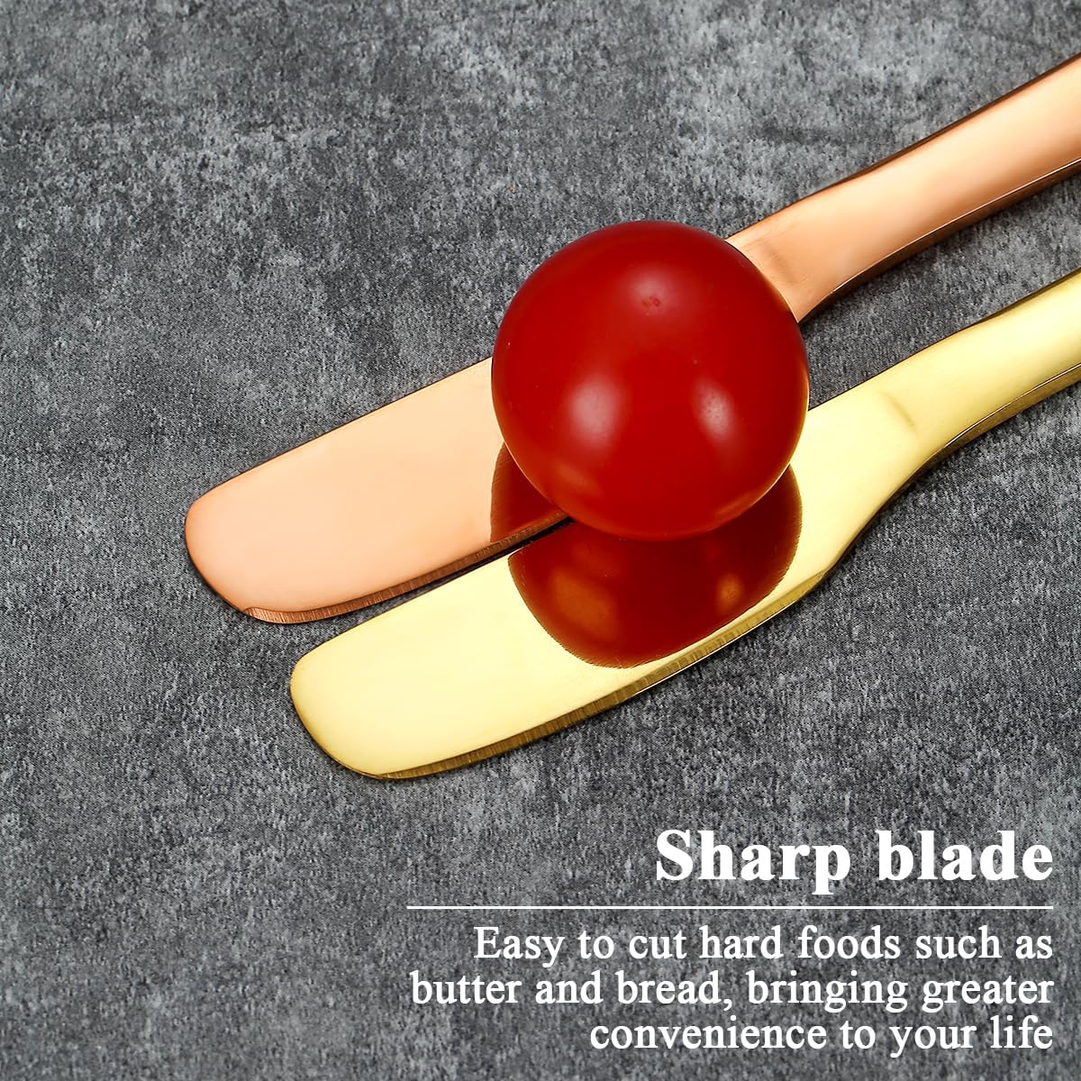 Butter Knife Spreader 4 Pcs, Stainless Steel Butter Knives With Titanium Gold, Colorful, Rose Gold, Restaurant-Grade, Smooth Rounded Edge for Butter, Cream Cheese, Appetizers, Jam & Spreads