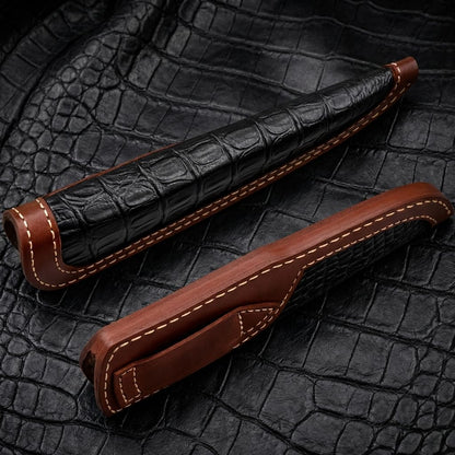 Custom Premium Quality Leather Sheath, Tooled Crocodile Leather Sheath, Hunting Knife Sheath, Universal Knife Sheath, Fit up to 8.0" Blade, 100% Real Laether (Crocodile Leather, 9.0" Inches)