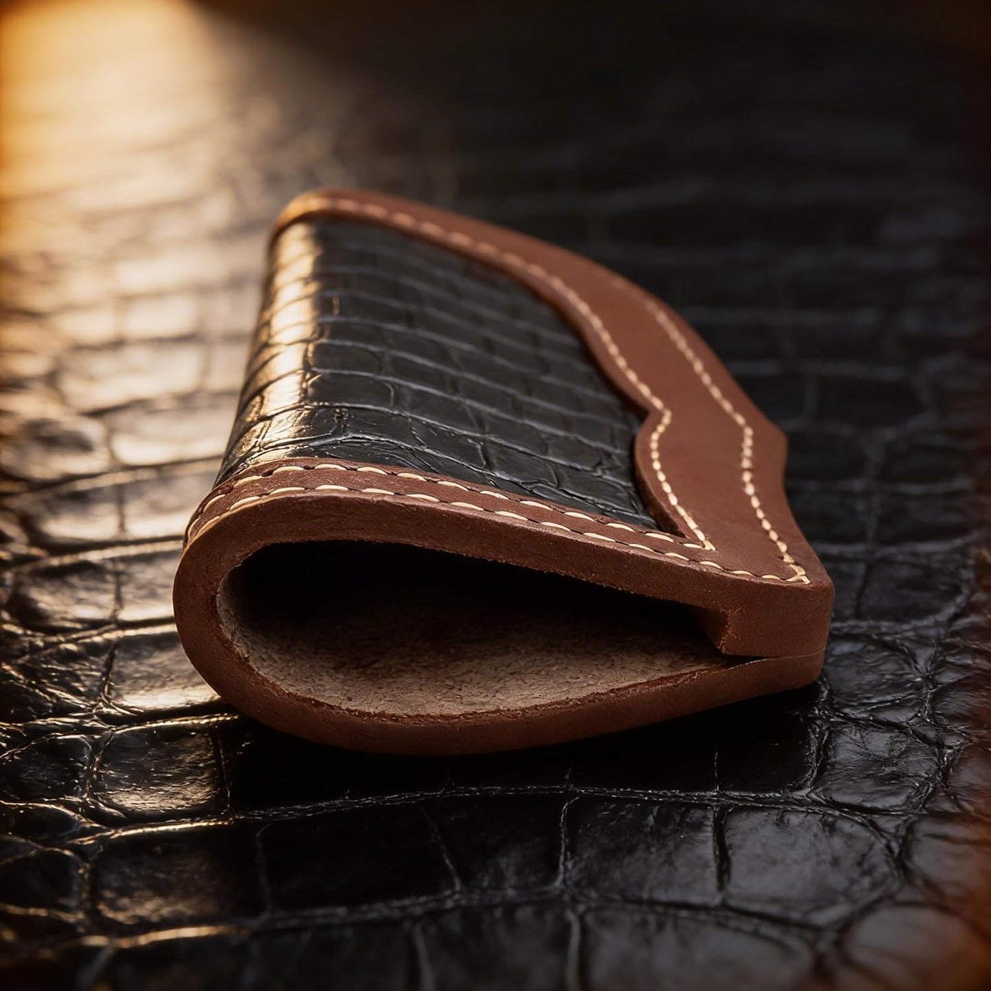 Custom Premium Quality Leather Sheath, Tooled Crocodile Leather Sheath, Hunting Knife Sheath, Universal Knife Sheath, Fit up to 8.0" Blade, 100% Real Laether (Crocodile Leather, 9.0" Inches)