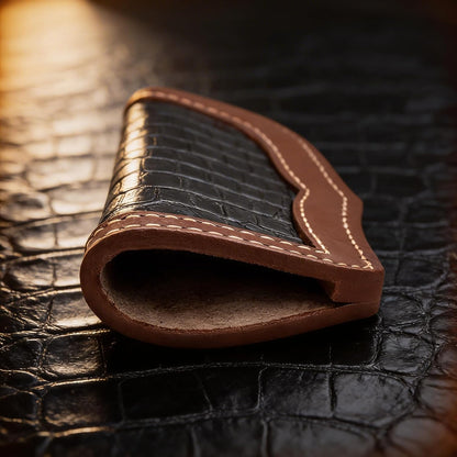 Custom Premium Quality Leather Sheath, Tooled Crocodile Leather Sheath, Hunting Knife Sheath, Universal Knife Sheath, Fit up to 8.0" Blade, 100% Real Laether (Crocodile Leather, 9.0" Inches)
