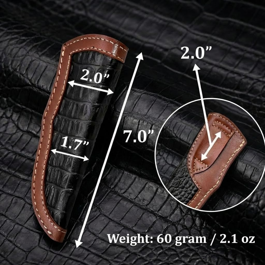 Custom Premium Quality Leather Sheath, Tooled Crocodile Leather Sheath, Hunting Knife Sheath, Universal Knife Sheath, Fit up to 8.0" Blade, 100% Real Laether (Crocodile Leather, 9.0" Inches)