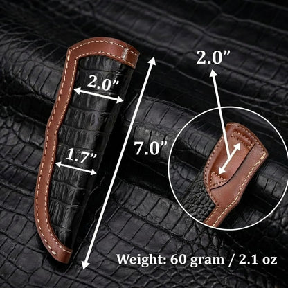 Custom Premium Quality Leather Sheath, Tooled Crocodile Leather Sheath, Hunting Knife Sheath, Universal Knife Sheath, Fit up to 8.0" Blade, 100% Real Laether (Crocodile Leather, 9.0" Inches)