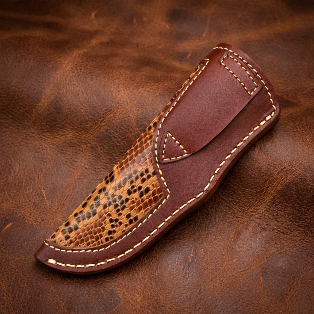 Custom Premium Quality Leather Sheath, Tooled Crocodile Leather Sheath, Hunting Knife Sheath, Universal Knife Sheath, Fit up to 8.0" Blade, 100% Real Laether (Crocodile Leather, 9.0" Inches)