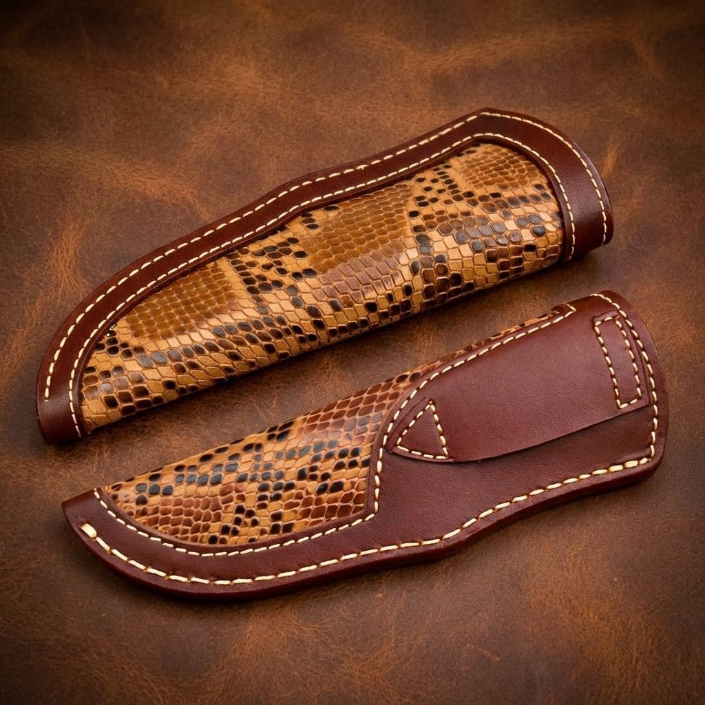 Custom Premium Quality Leather Sheath, Tooled Crocodile Leather Sheath, Hunting Knife Sheath, Universal Knife Sheath, Fit up to 8.0" Blade, 100% Real Laether (Crocodile Leather, 9.0" Inches)