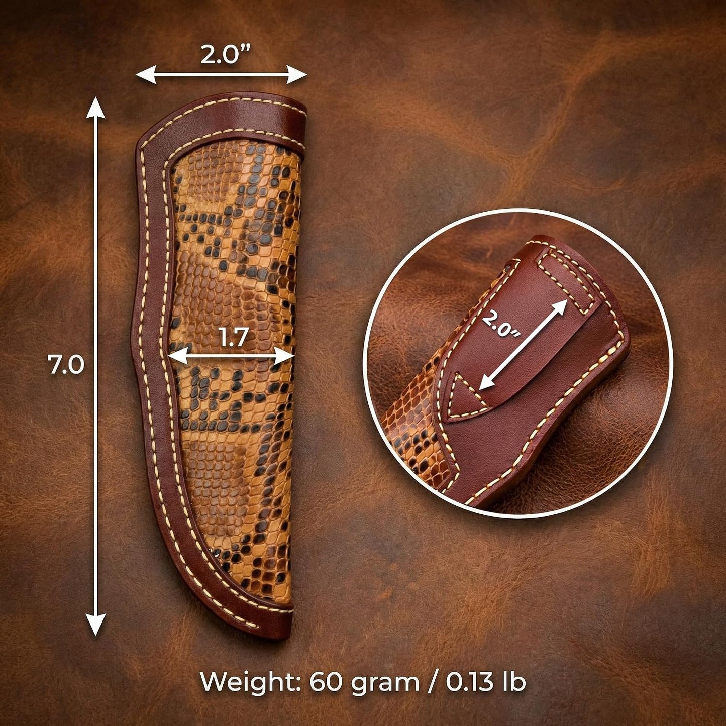 Custom Premium Quality Leather Sheath, Tooled Crocodile Leather Sheath, Hunting Knife Sheath, Universal Knife Sheath, Fit up to 8.0" Blade, 100% Real Laether (Crocodile Leather, 9.0" Inches)