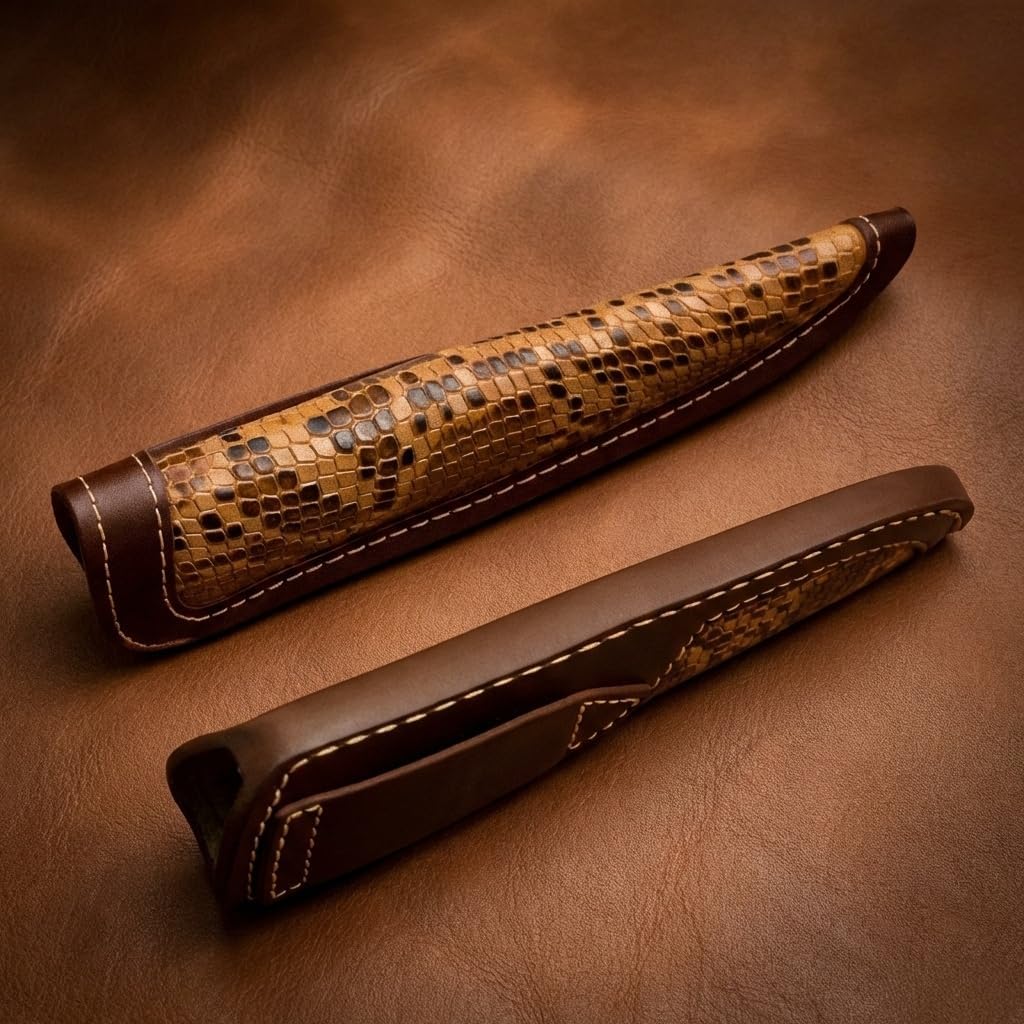 Custom Premium Quality Leather Sheath, Tooled Crocodile Leather Sheath, Hunting Knife Sheath, Universal Knife Sheath, Fit up to 8.0" Blade, 100% Real Laether (Crocodile Leather, 9.0" Inches)