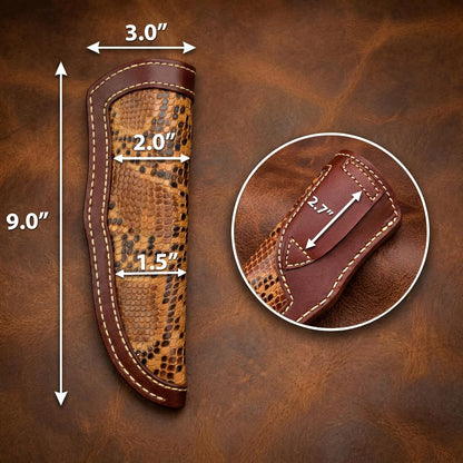 Custom Premium Quality Leather Sheath, Tooled Crocodile Leather Sheath, Hunting Knife Sheath, Universal Knife Sheath, Fit up to 8.0" Blade, 100% Real Laether (Crocodile Leather, 9.0" Inches)