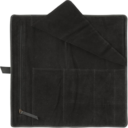 Leather Knife Roll Bag for Chefs – 17.5” x 17.5” Professional Chef Knife Storage Organizer, Portable Culinary Knife Case, Travel Knife Roll for Kitchen, BBQ & Catering