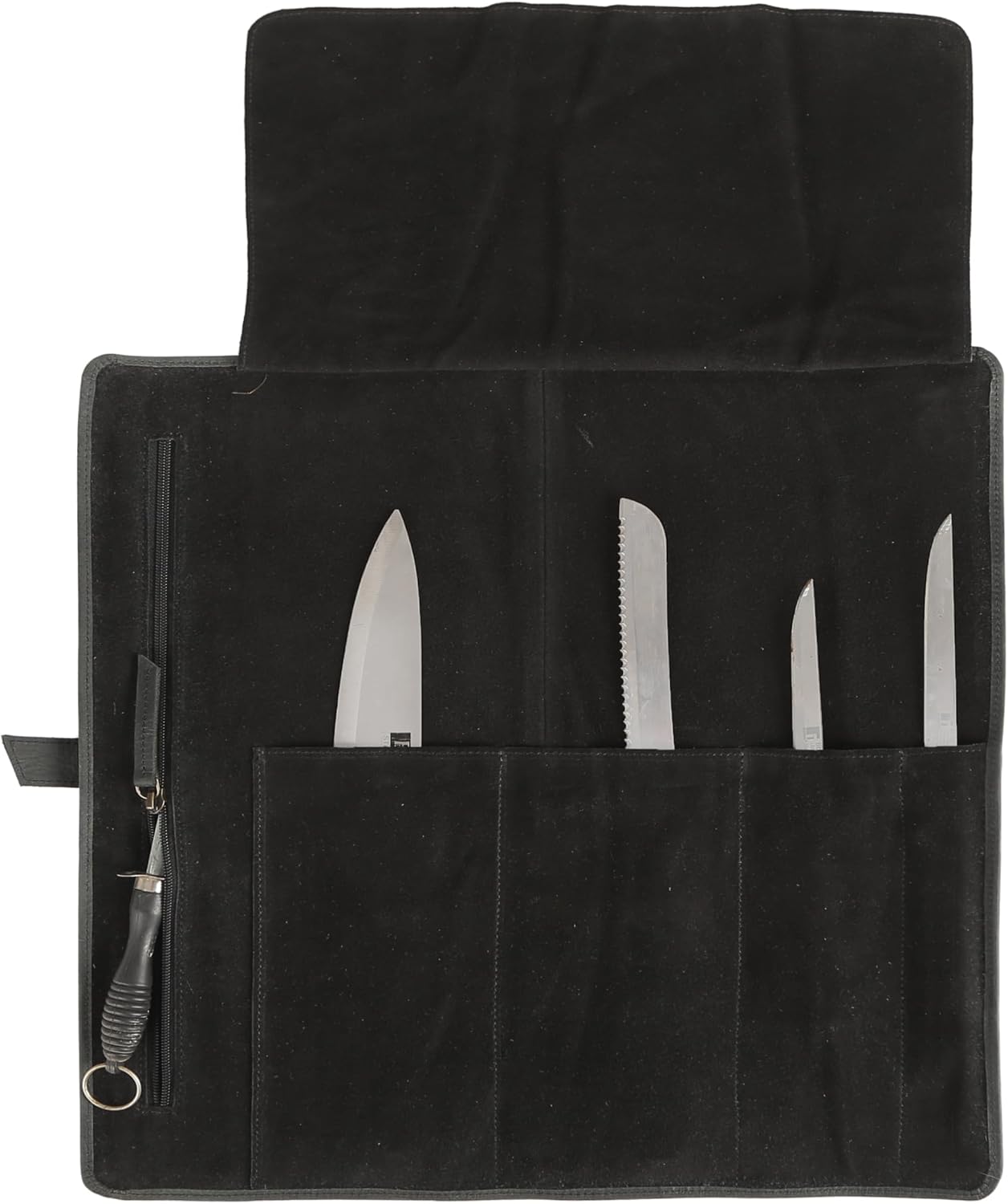 Leather Knife Roll Bag for Chefs – 17.5” x 17.5” Professional Chef Knife Storage Organizer, Portable Culinary Knife Case, Travel Knife Roll for Kitchen, BBQ & Catering