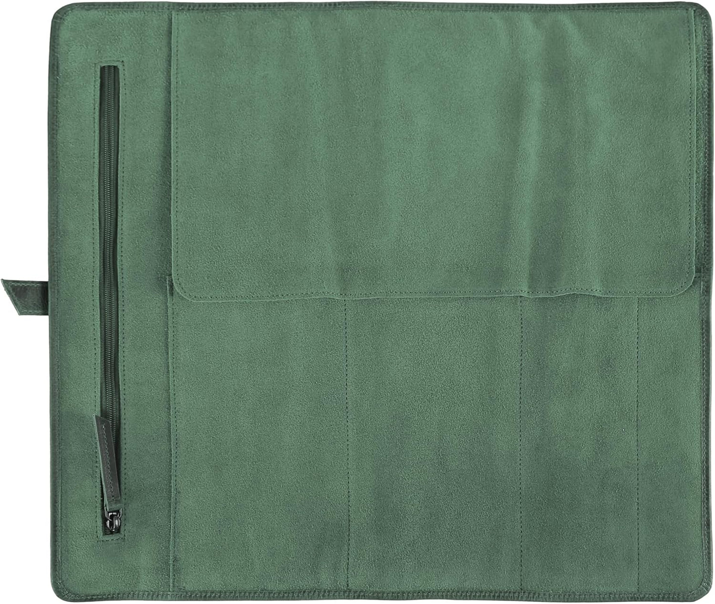 Leather Knife Roll Bag for Chefs – 17.5” x 17.5” Professional Chef Knife Storage Organizer, Portable Culinary Knife Case, Travel Knife Roll for Kitchen, BBQ & Catering