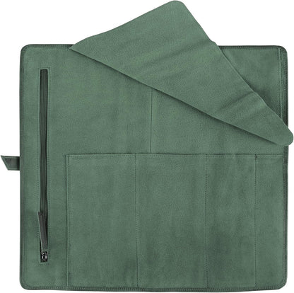 Leather Knife Roll Bag for Chefs – 17.5” x 17.5” Professional Chef Knife Storage Organizer, Portable Culinary Knife Case, Travel Knife Roll for Kitchen, BBQ & Catering