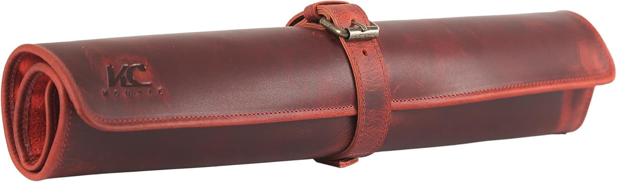 Leather Knife Roll Bag for Chefs – 17.5” x 17.5” Professional Chef Knife Storage Organizer, Portable Culinary Knife Case, Travel Knife Roll for Kitchen, BBQ & Catering