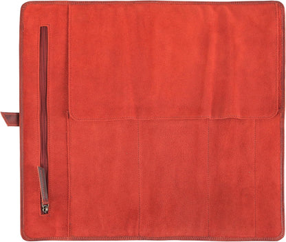 Leather Knife Roll Bag for Chefs – 17.5” x 17.5” Professional Chef Knife Storage Organizer, Portable Culinary Knife Case, Travel Knife Roll for Kitchen, BBQ & Catering