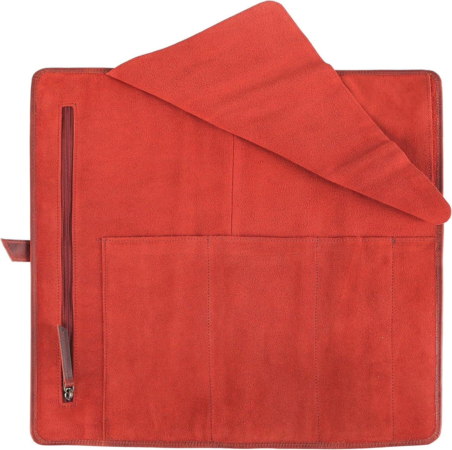 Leather Knife Roll Bag for Chefs – 17.5” x 17.5” Professional Chef Knife Storage Organizer, Portable Culinary Knife Case, Travel Knife Roll for Kitchen, BBQ & Catering