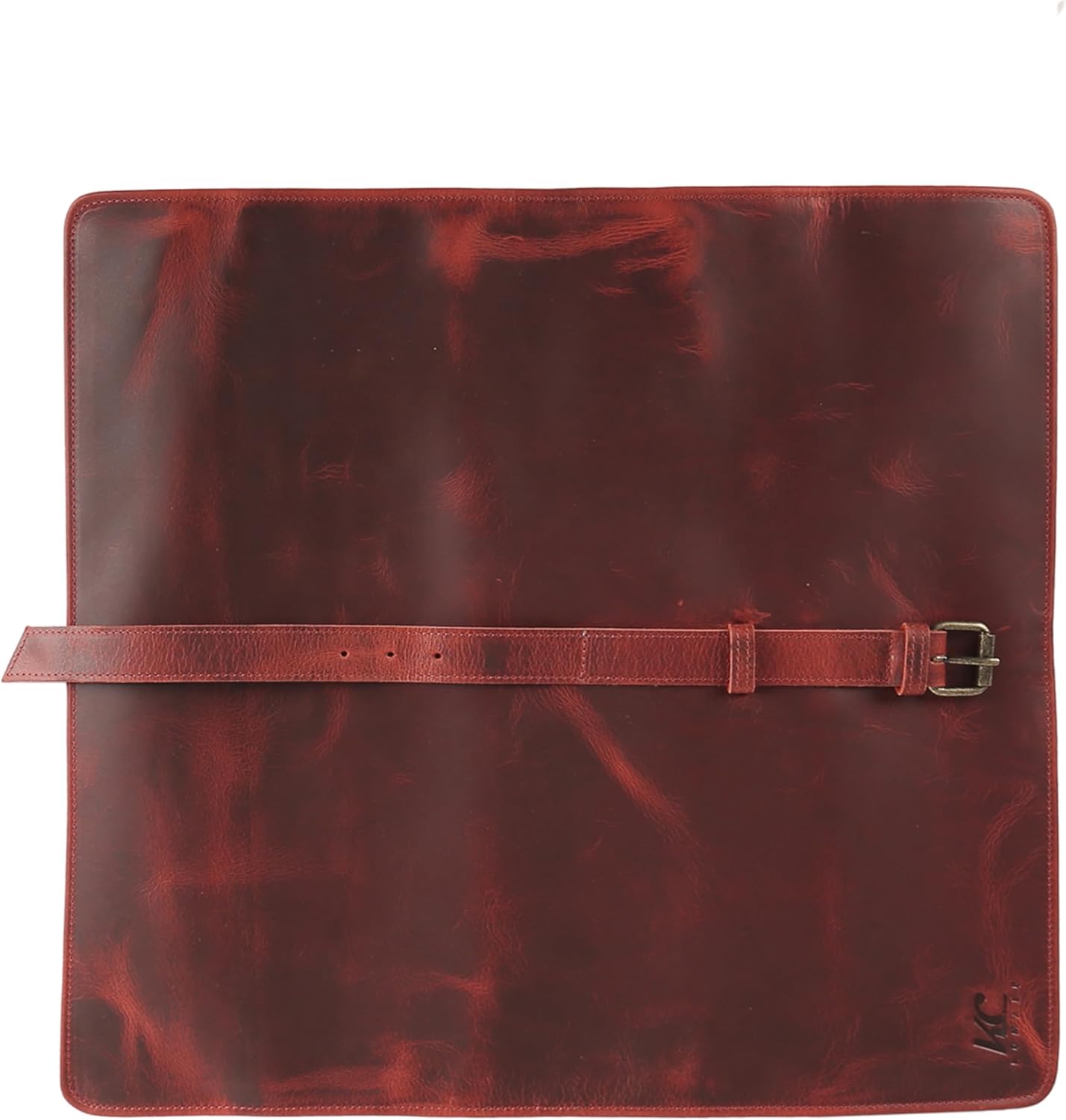 Leather Knife Roll Bag for Chefs – 17.5” x 17.5” Professional Chef Knife Storage Organizer, Portable Culinary Knife Case, Travel Knife Roll for Kitchen, BBQ & Catering
