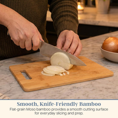 3-Piece Bamboo Cutting Board Set, Wood Cutting Boards for Kitchen, Reversible Chopping Boards in Small, Medium, and Large Sizes