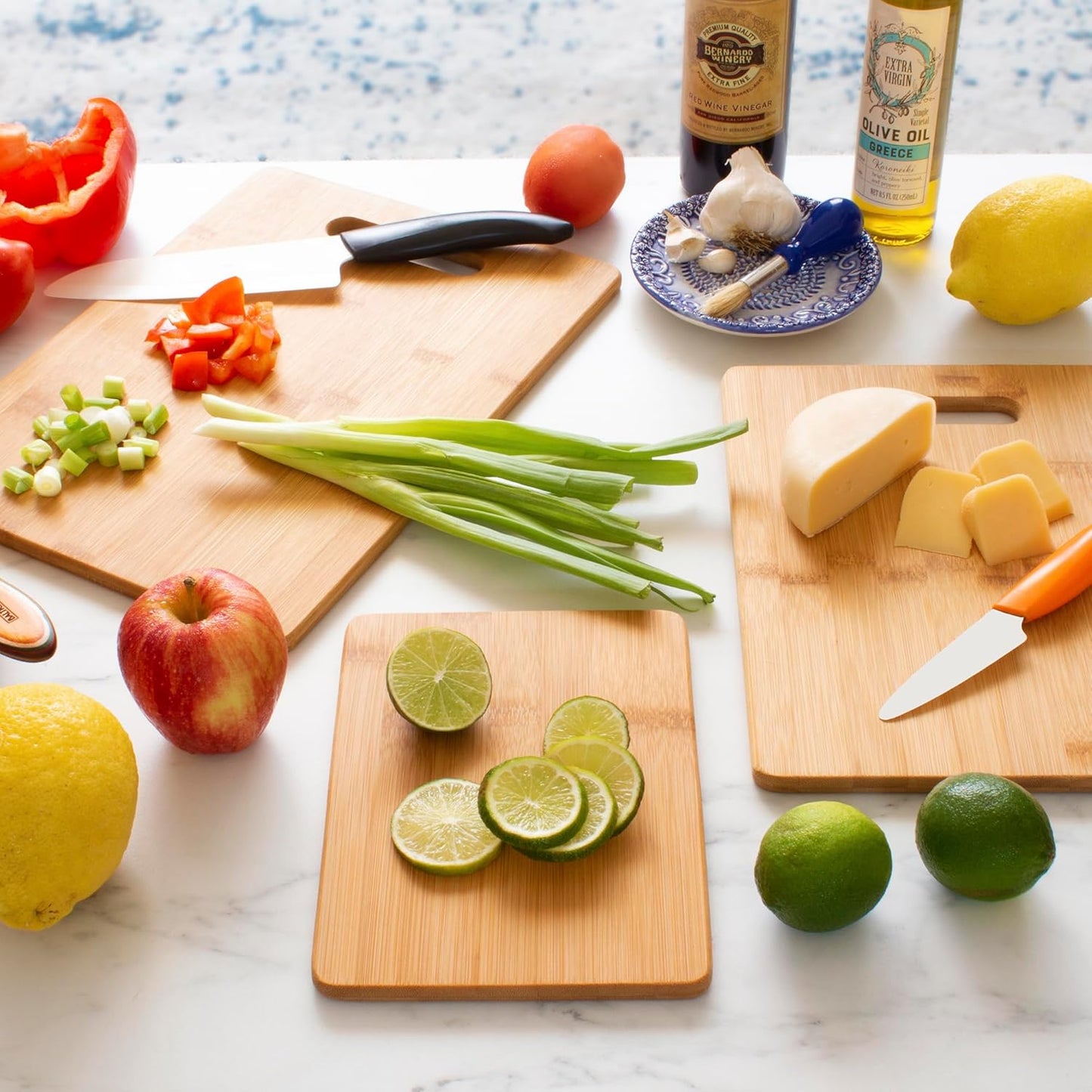 3-Piece Bamboo Cutting Board Set, Wood Cutting Boards for Kitchen, Reversible Chopping Boards in Small, Medium, and Large Sizes