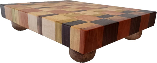 Raised Butcher Block Cutting Board -beautiful gorgeous Cherry Beech Poplar Walnut Maple hardwood-2" thick X 13 1/2" wide X 17 1/2" long Chopping Block Butcher Blocks Cutting Board -End Grain hardwood
