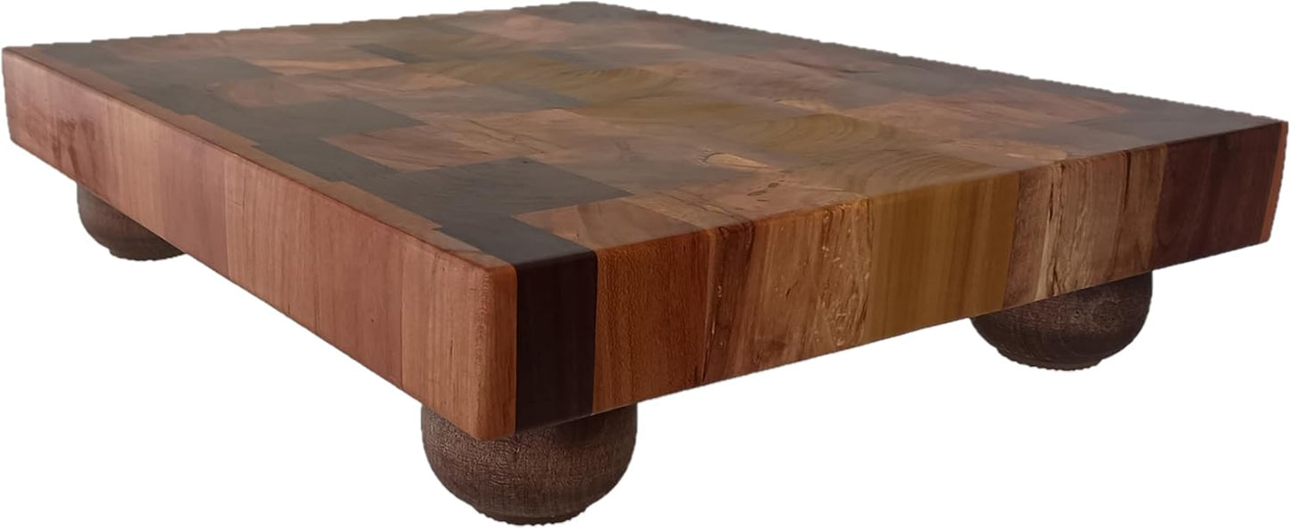 Raised Butcher Block Cutting Board -beautiful gorgeous Cherry Beech Poplar Walnut Maple hardwood-2" thick X 13 1/2" wide X 17 1/2" long Chopping Block Butcher Blocks Cutting Board -End Grain hardwood
