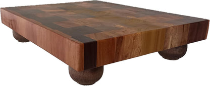 Raised Butcher Block Cutting Board -beautiful gorgeous Cherry Beech Poplar Walnut Maple hardwood-2" thick X 13 1/2" wide X 17 1/2" long Chopping Block Butcher Blocks Cutting Board -End Grain hardwood