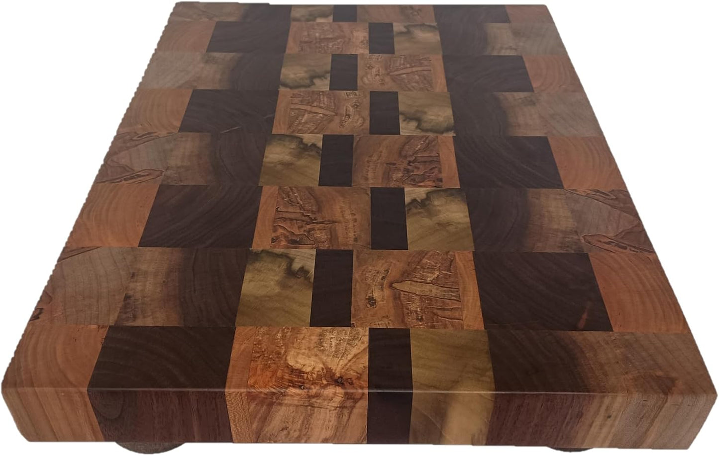 Raised Butcher Block Cutting Board -beautiful gorgeous Cherry Beech Poplar Walnut Maple hardwood-2" thick X 13 1/2" wide X 17 1/2" long Chopping Block Butcher Blocks Cutting Board -End Grain hardwood