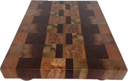 Raised Butcher Block Cutting Board -beautiful gorgeous Cherry Beech Poplar Walnut Maple hardwood-2" thick X 13 1/2" wide X 17 1/2" long Chopping Block Butcher Blocks Cutting Board -End Grain hardwood