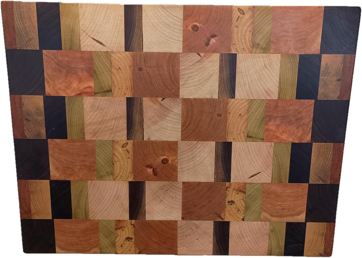 Raised Butcher Block Cutting Board -beautiful gorgeous Cherry Beech Poplar Walnut Maple hardwood-2" thick X 13 1/2" wide X 17 1/2" long Chopping Block Butcher Blocks Cutting Board -End Grain hardwood