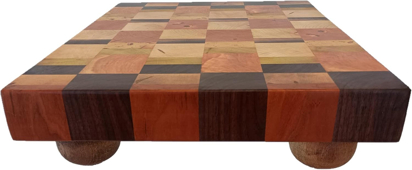 Raised Butcher Block Cutting Board -beautiful gorgeous Cherry Beech Poplar Walnut Maple hardwood-2" thick X 13 1/2" wide X 17 1/2" long Chopping Block Butcher Blocks Cutting Board -End Grain hardwood