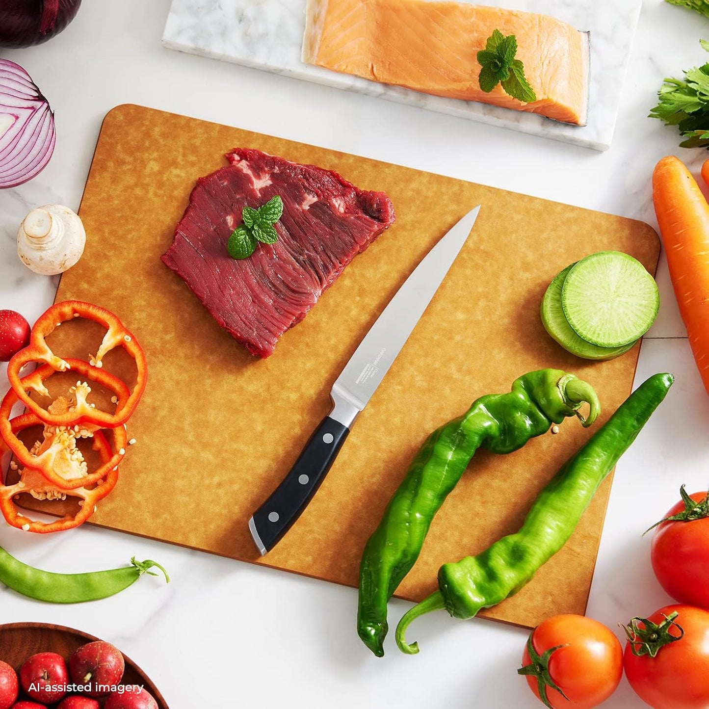 5.5 Inch Kitchen Utility Knife, German High Carbon Stainless Steel | Razor Sharp Full Tang Forged Meat Trimming & Sandwich Knife, Prep Knife & Small Chef Knife for Fruits, Cheese, Veggies, Herbs