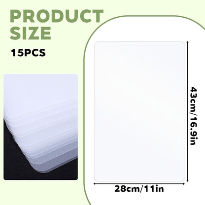 15 Pcs Flexible Plastic Cutting Mats, 17 x 11 Inch Clear Plastic Cutting Board Mats Wipeable Frosted Placemats for Kitchen, Cooking, Table, Writing