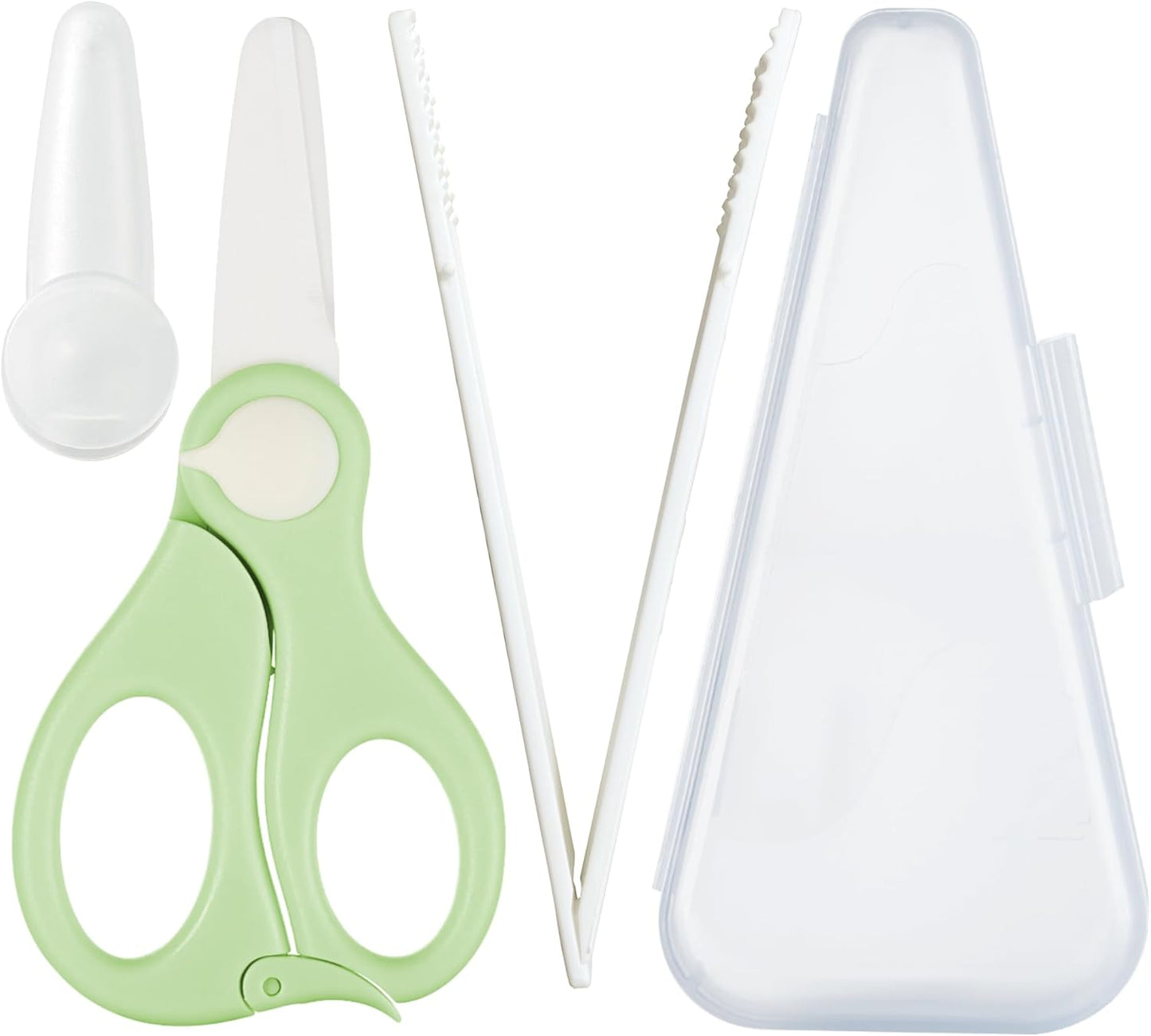 Baby Food Scissors with Travel Case and Tongs, Kids Scissors with Lock (A) | Fully Detachable Ceramic Blade Kids Food Scissors, Kitchen scissors for food, Ideal for Pizza, Meats, Noodles, Vegetables.