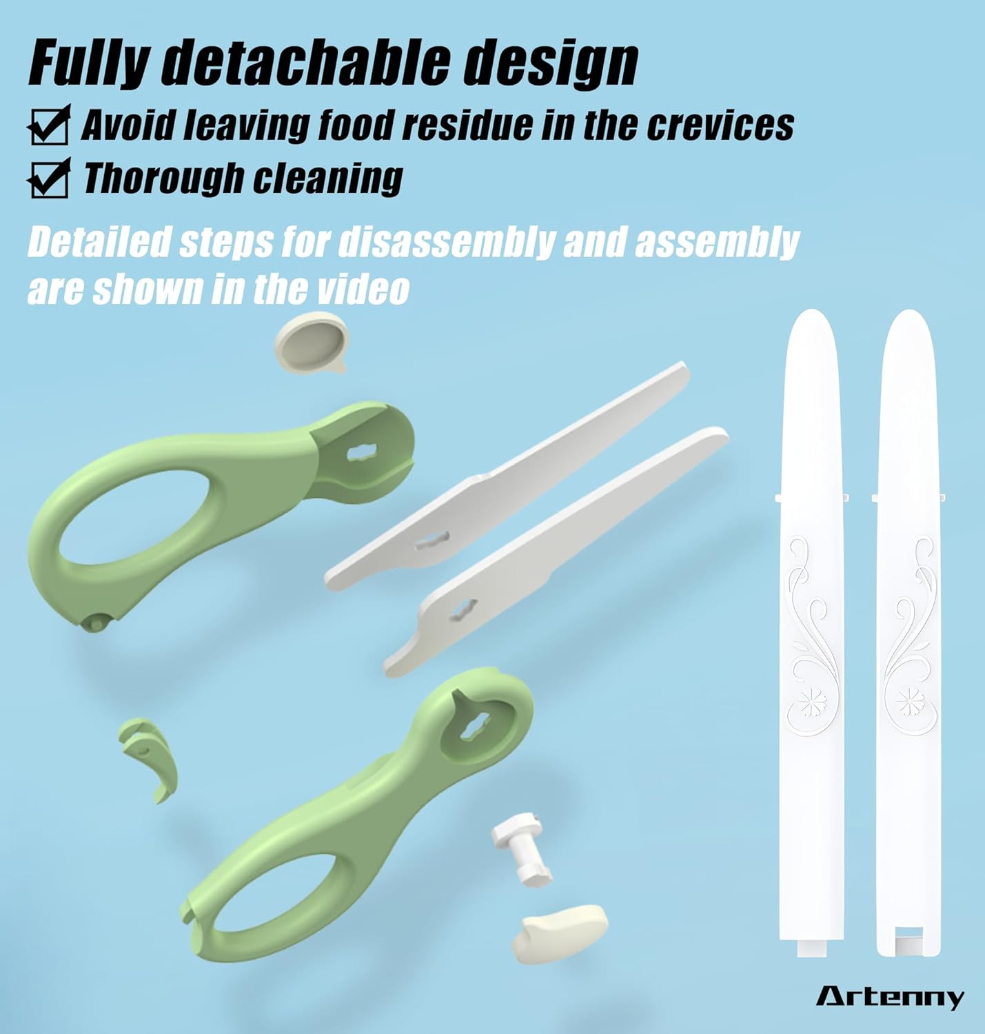 Baby Food Scissors with Travel Case and Tongs, Kids Scissors with Lock (A) | Fully Detachable Ceramic Blade Kids Food Scissors, Kitchen scissors for food, Ideal for Pizza, Meats, Noodles, Vegetables.