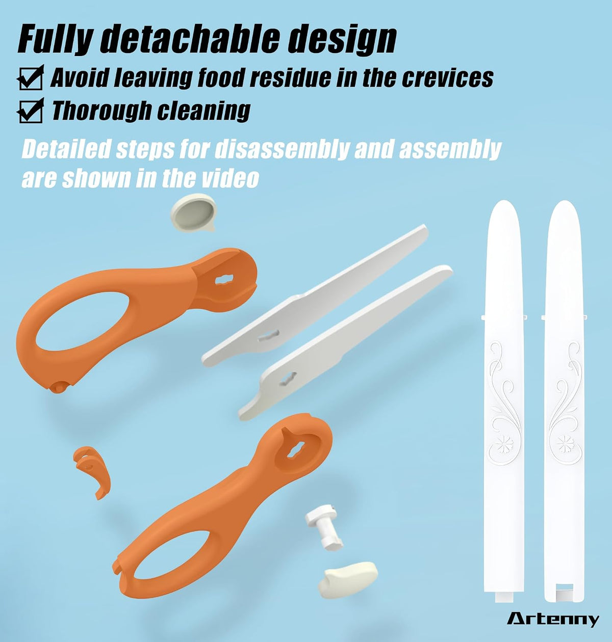 Baby Food Scissors with Travel Case and Tongs, Kids Scissors with Lock (A) | Fully Detachable Ceramic Blade Kids Food Scissors, Kitchen scissors for food, Ideal for Pizza, Meats, Noodles, Vegetables.