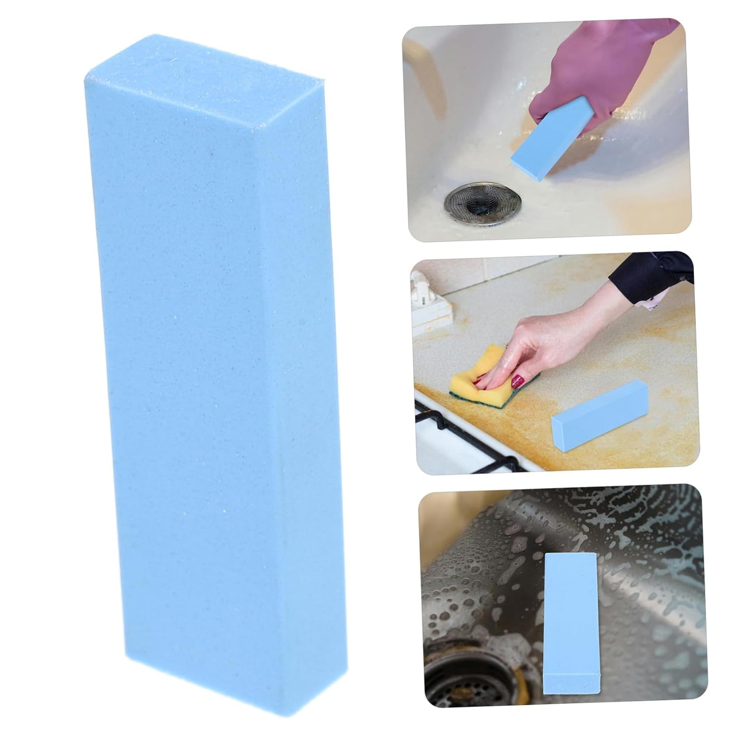 Stone Cleaning Eraser Blue Rubber Abrasive Block for Effortlessly Removing Kitchen Sink Stains and Limescale from Fixtures Portable and Lightweight Design