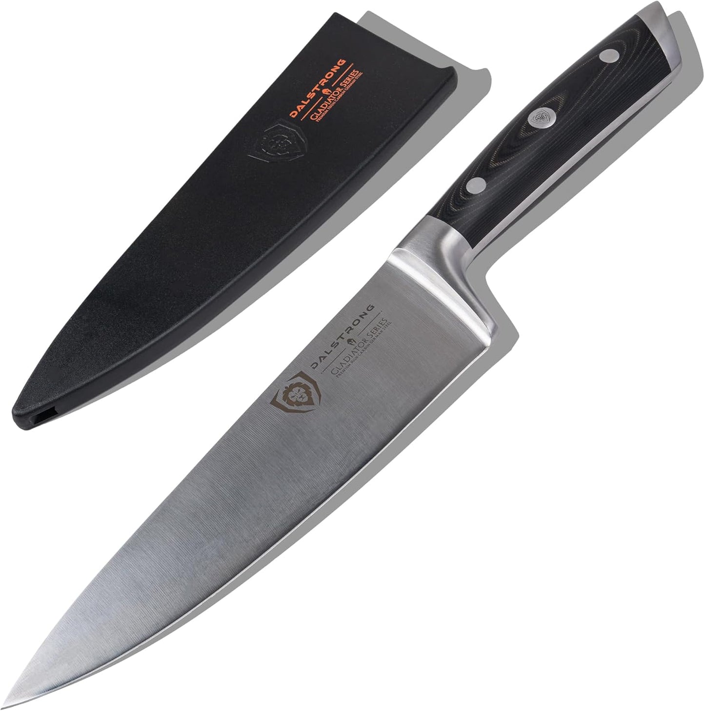 Chef Knife - 8 inch Blade - Gladiator Series - Forged High Carbon German Steel - Razor Sharp Kitchen Knife - Professional Full Tang Knives - Crimson Red Handle ABS - Sheath - NSF Certified