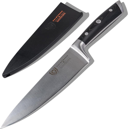 Chef Knife - 8 inch Blade - Gladiator Series - Forged High Carbon German Steel - Razor Sharp Kitchen Knife - Professional Full Tang Knives - Crimson Red Handle ABS - Sheath - NSF Certified