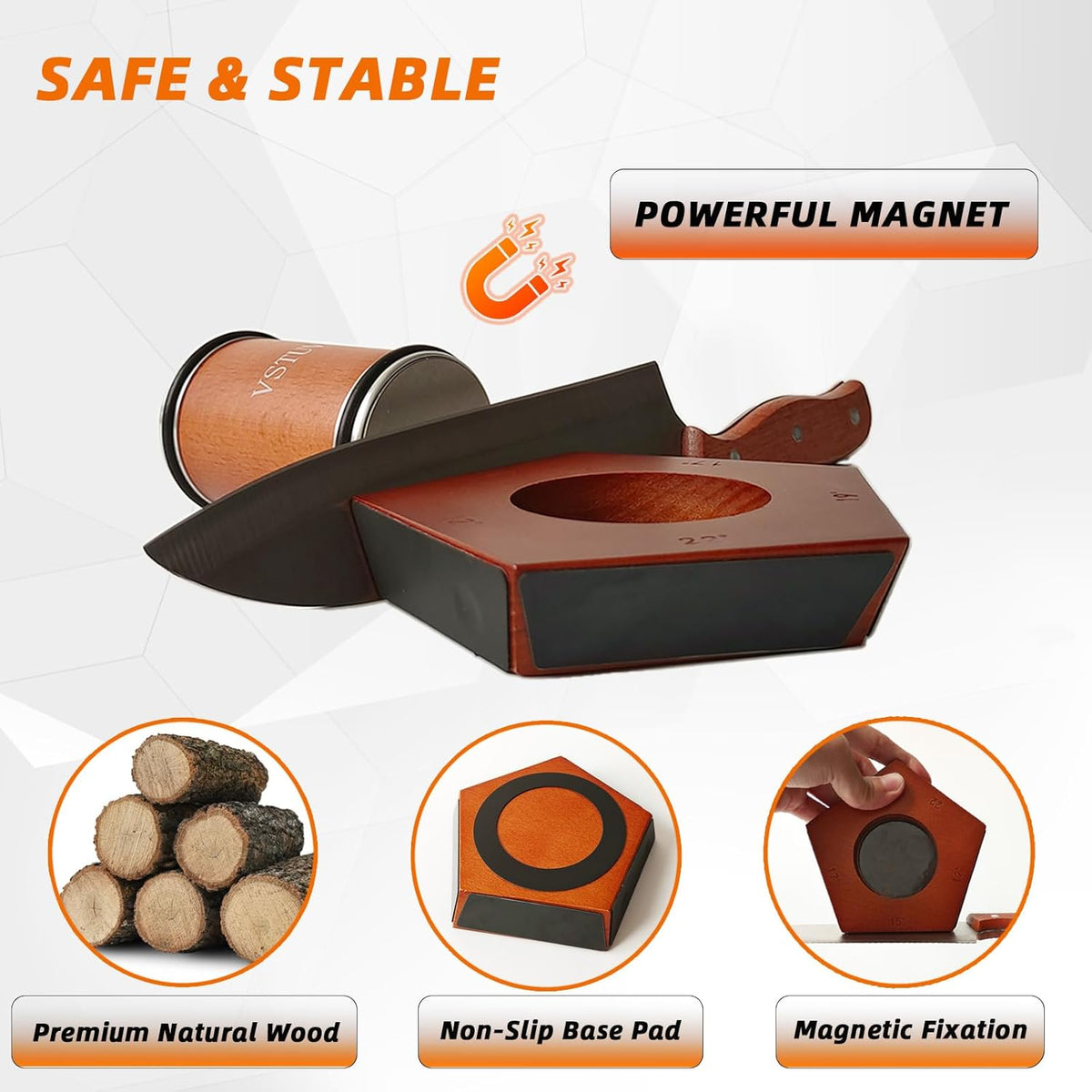 Rolling Knife Sharpener Kit with 5 Sharpening Angles(12°,15°,17°,19°,22°) for Easy Knife Sharpening, Kitchen Knife Sharpener Suitable as Kitchen Gadgets & Gifts（Brown）