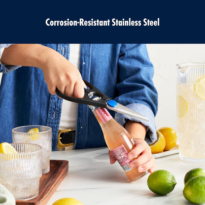 Kitchen Scissors Multi-purpose kitchen shears Made in Japan | Kitchen shears for poultry, herbs & packaging. Built-in bottle opener, comfortable grip, dishwasher safe.